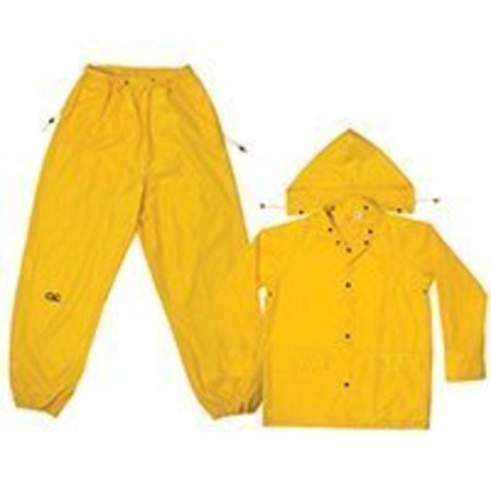 CLC WORK GEAR CLC R1022X Rain Suit, 2XL, 170T Polyester, Yellow, Detachable Collar R1022X
